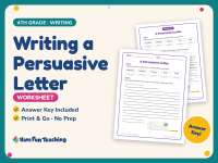 Writing a Persuasive Letter Worksheet – 4th Grade Lined Paper Practice preview