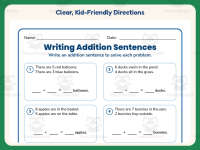 Writing Addition Sentences Worksheet – 1st Grade Math Practice preview 4