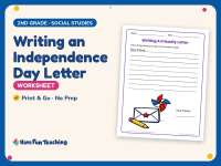 Writing an Independence Day Letter Worksheet – 2nd Grade 4th of July preview