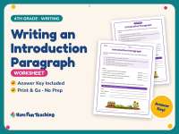 Writing an Introduction Paragraph Worksheet – 4th Grade Essays preview