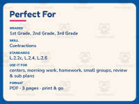 Writing Contractions Worksheet – 2nd Grade Grammar Practice preview 6