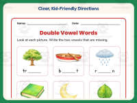 Writing Double Vowels Words Worksheet – 1st Grade Digraphs Practice preview 4