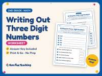 Writing Out Three Digit Numbers Worksheet – 2nd Grade Base 10 Practice preview