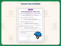 Writing Sentences Safety Tips Worksheet – 1st Grade Prompts Practice preview 3