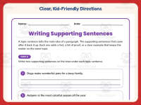 Writing Supporting Sentences Worksheet – 5th Grade Lined Paper preview 4