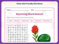 Wyoming Word Search Worksheet – 3rd Grade States Practice + Answer Key preview 4