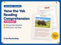 Yana the Yak Reading Comprehension Worksheet – 2nd Grade Animals preview