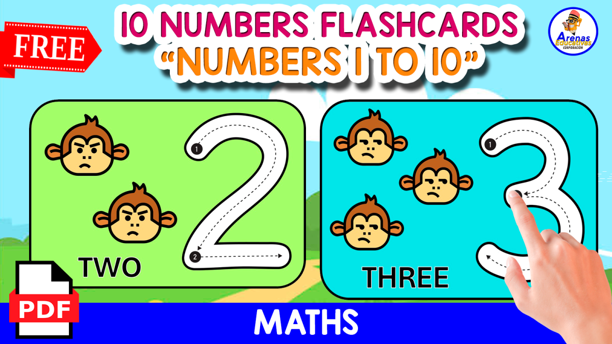 An educational teaching resource from EDITORIAL LAURA EDUCA entitled 10 FLASHCARDS OF NUMBERS 1 TO 10 | FREE RESOURCE downloadable at Teach Simple.