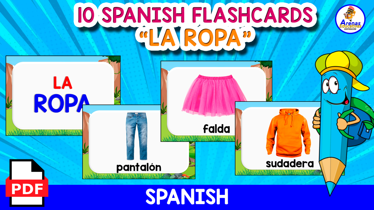 An educational teaching resource from EDITORIAL LAURA EDUCA entitled 10 FREE CARDS IN SPANISH | LA ROPA downloadable at Teach Simple.
