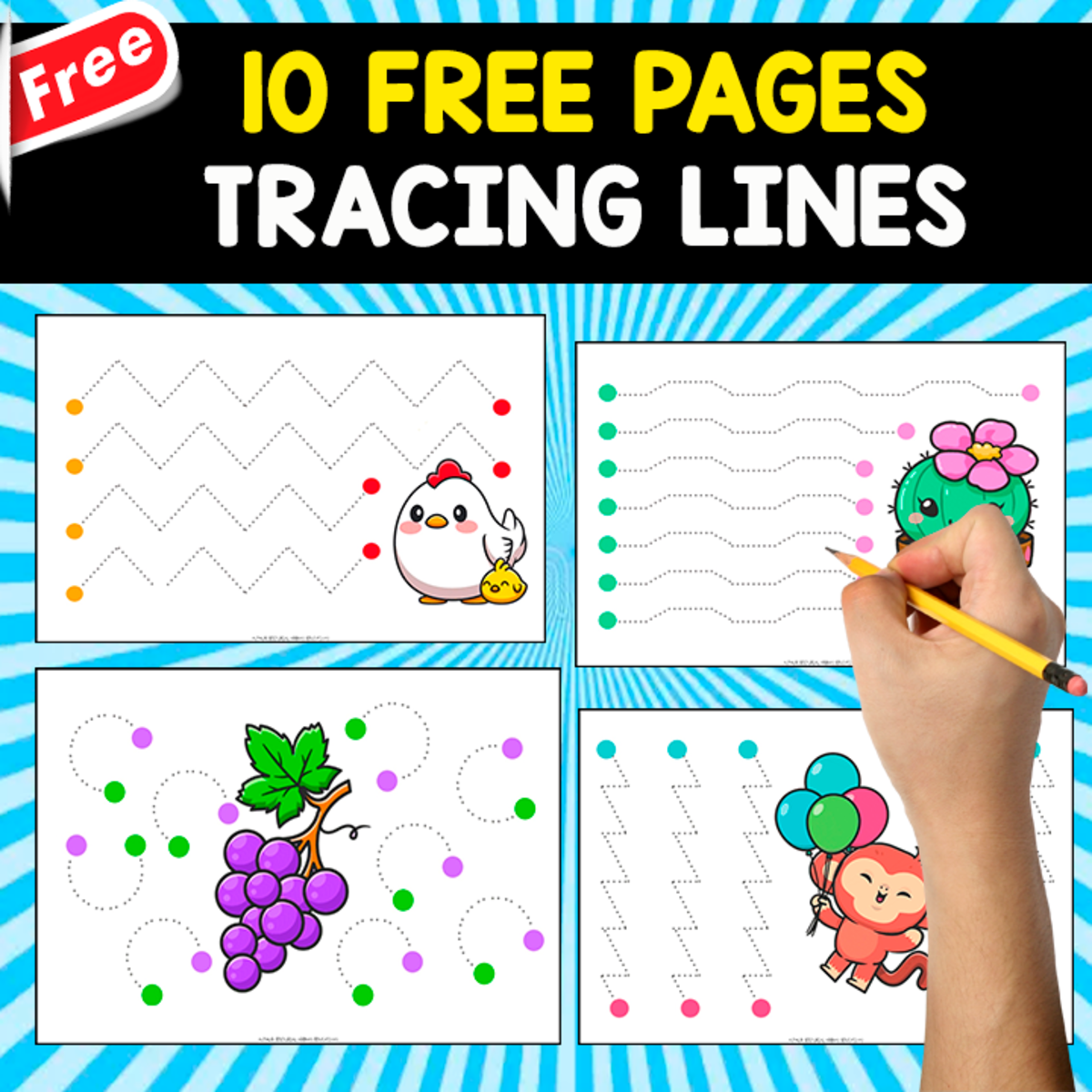 An educational teaching resource from EDITORIAL LAURA EDUCA entitled 10 FREE EXERCISES FOR TRACING LINES | FUNNY AND FREE RESOURCE downloadable at Teach Simple.