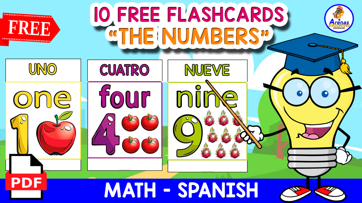 An educational teaching resource from EDITORIAL LAURA EDUCA entitled 10 FREE FLASHCARDS OF THE NUMBERS 1 - 10 | FREE SPANISH RESOURCE downloadable at Teach Simple.