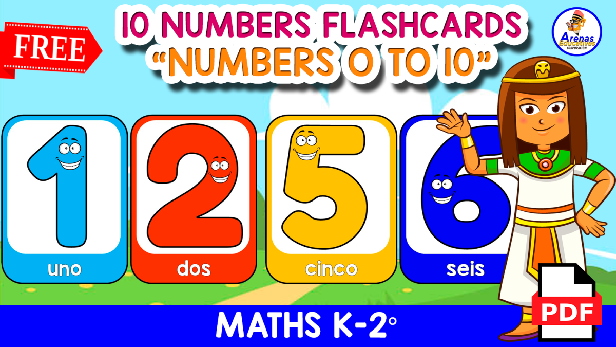 An educational teaching resource from EDITORIAL LAURA EDUCA entitled 10 FREE FLASHCARDS OF THE NUMBERS | Numbers 0 to 9 downloadable at Teach Simple.