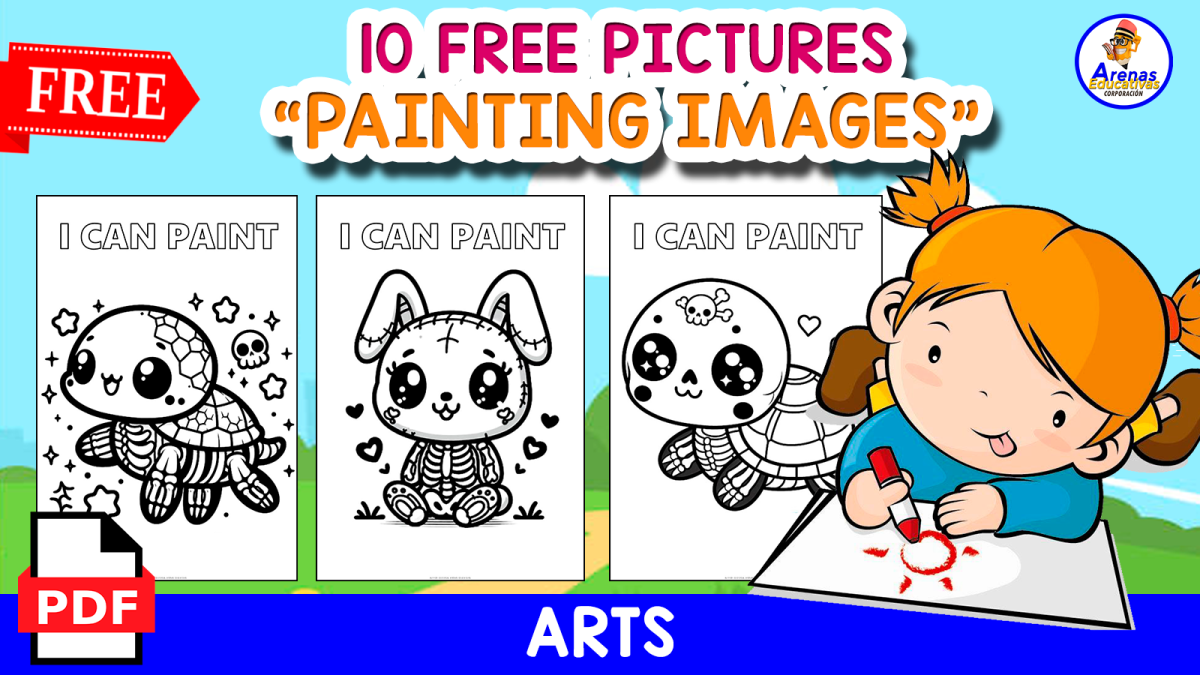 An educational teaching resource from EDITORIAL LAURA EDUCA entitled 10 FREE IMAGES FOR PAINTING | RELAXING TIME FOR KIDS downloadable at Teach Simple.