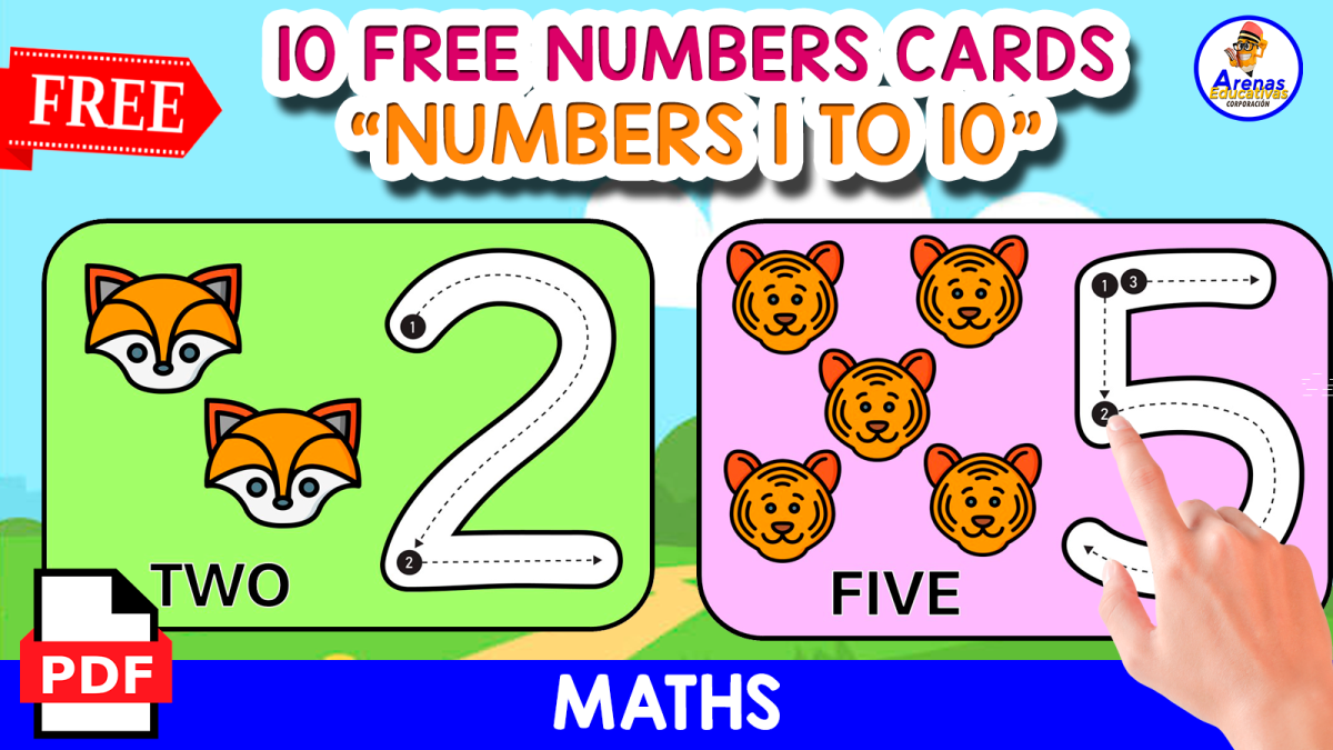 An educational teaching resource from EDITORIAL LAURA EDUCA entitled 10 FREE NUMBERS FLASHCARDS | NUMBERS 1 TO 10 downloadable at Teach Simple.