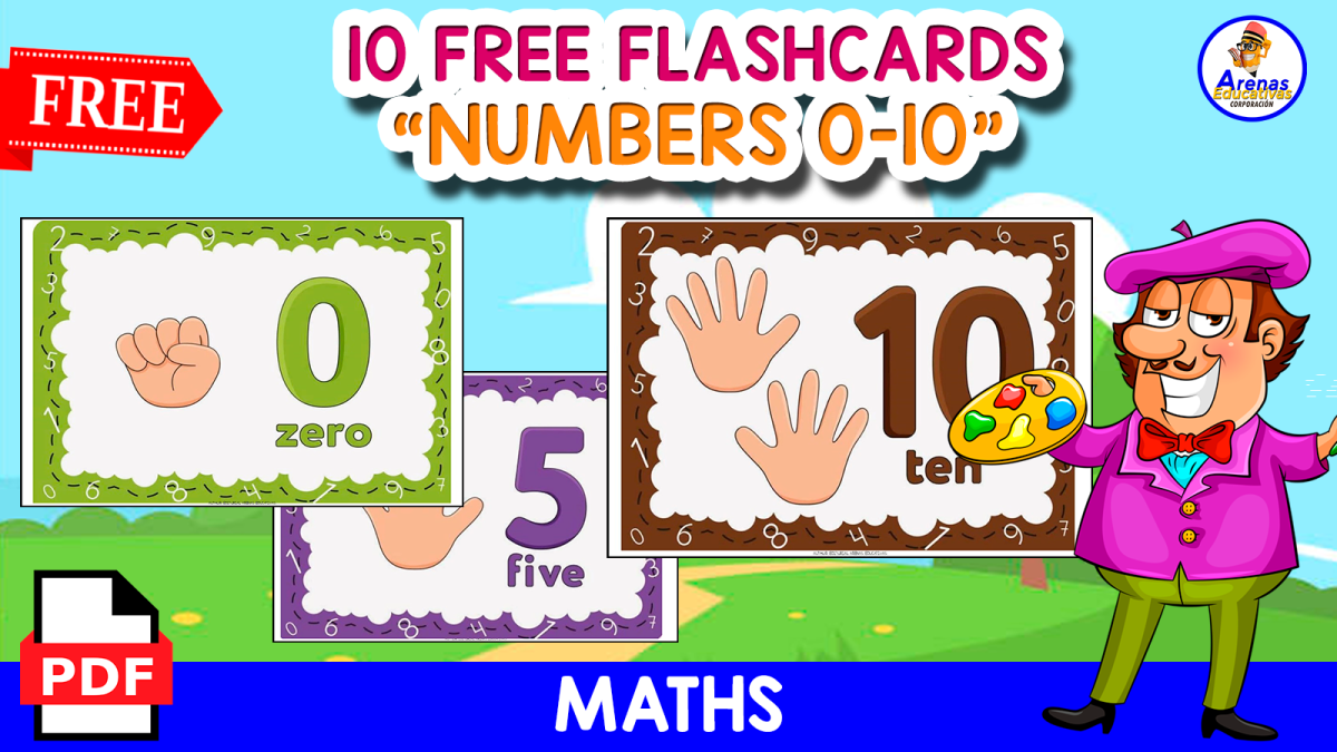 An educational teaching resource from EDITORIAL LAURA EDUCA entitled 10 FREE NUMBERS FLASHCARDS downloadable at Teach Simple.