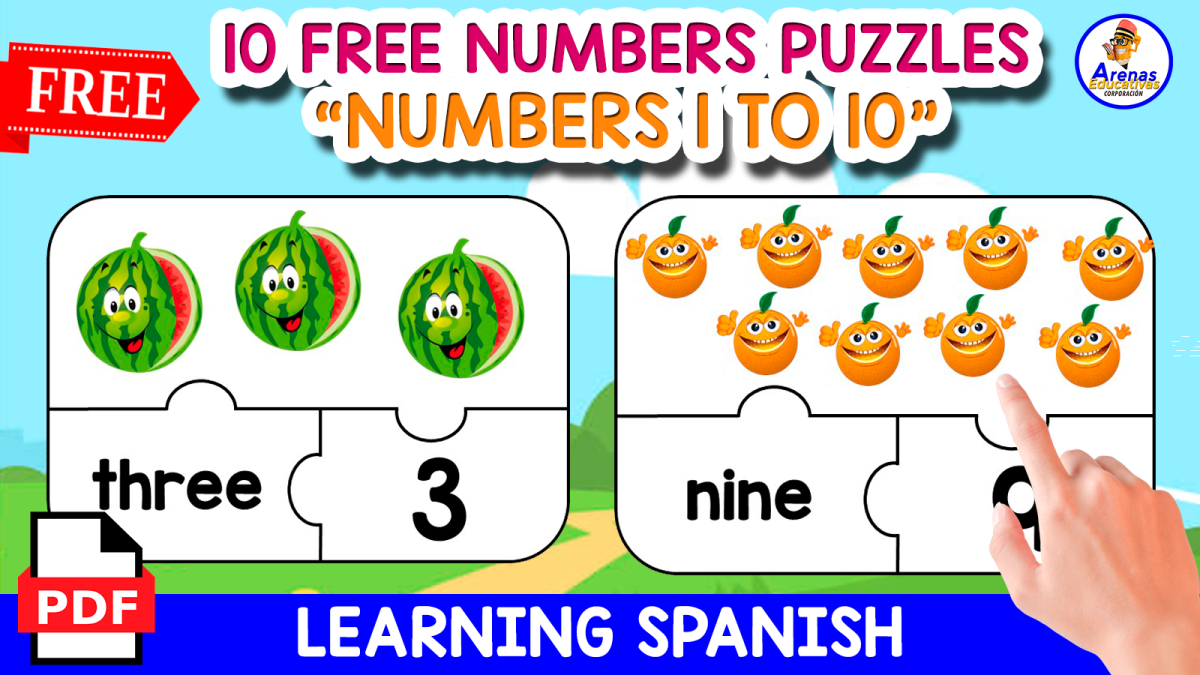 An educational teaching resource from EDITORIAL LAURA EDUCA entitled 10 FREE NUMBERS PUZZLES | NUMBERS 1-10 downloadable at Teach Simple.