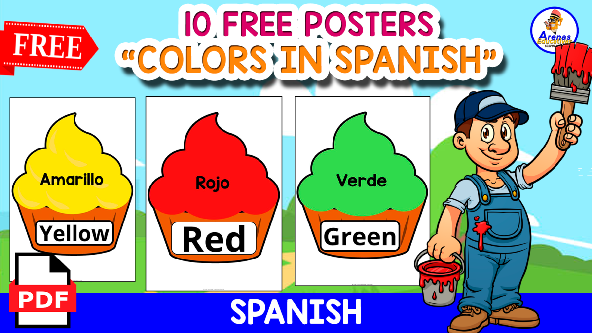 An educational teaching resource from EDITORIAL LAURA EDUCA entitled 10 FREE POSTERS OF THE COLORS | SPANISH - ENGLISH downloadable at Teach Simple.