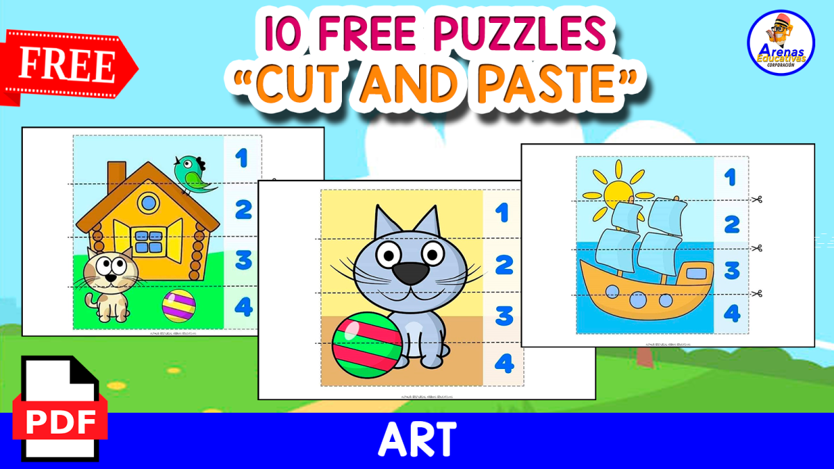 An educational teaching resource from EDITORIAL LAURA EDUCA entitled 10 FREE PUZZLES | CUT AND PASTE downloadable at Teach Simple.
