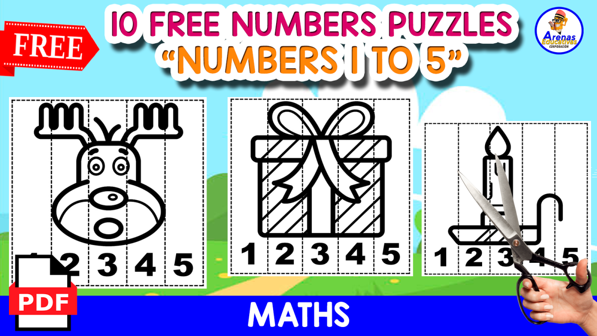 An educational teaching resource from EDITORIAL LAURA EDUCA entitled 10 FREE PUZZLES OF CHRISTMAS | NUMBERS 1 TO 5 downloadable at Teach Simple.