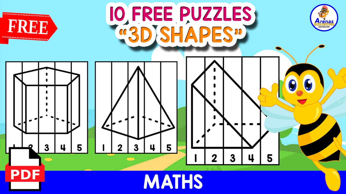 An educational teaching resource from EDITORIAL LAURA EDUCA entitled 10 FREE PUZZLES OF THE 3D SHAPES | GEOMETRY downloadable at Teach Simple.