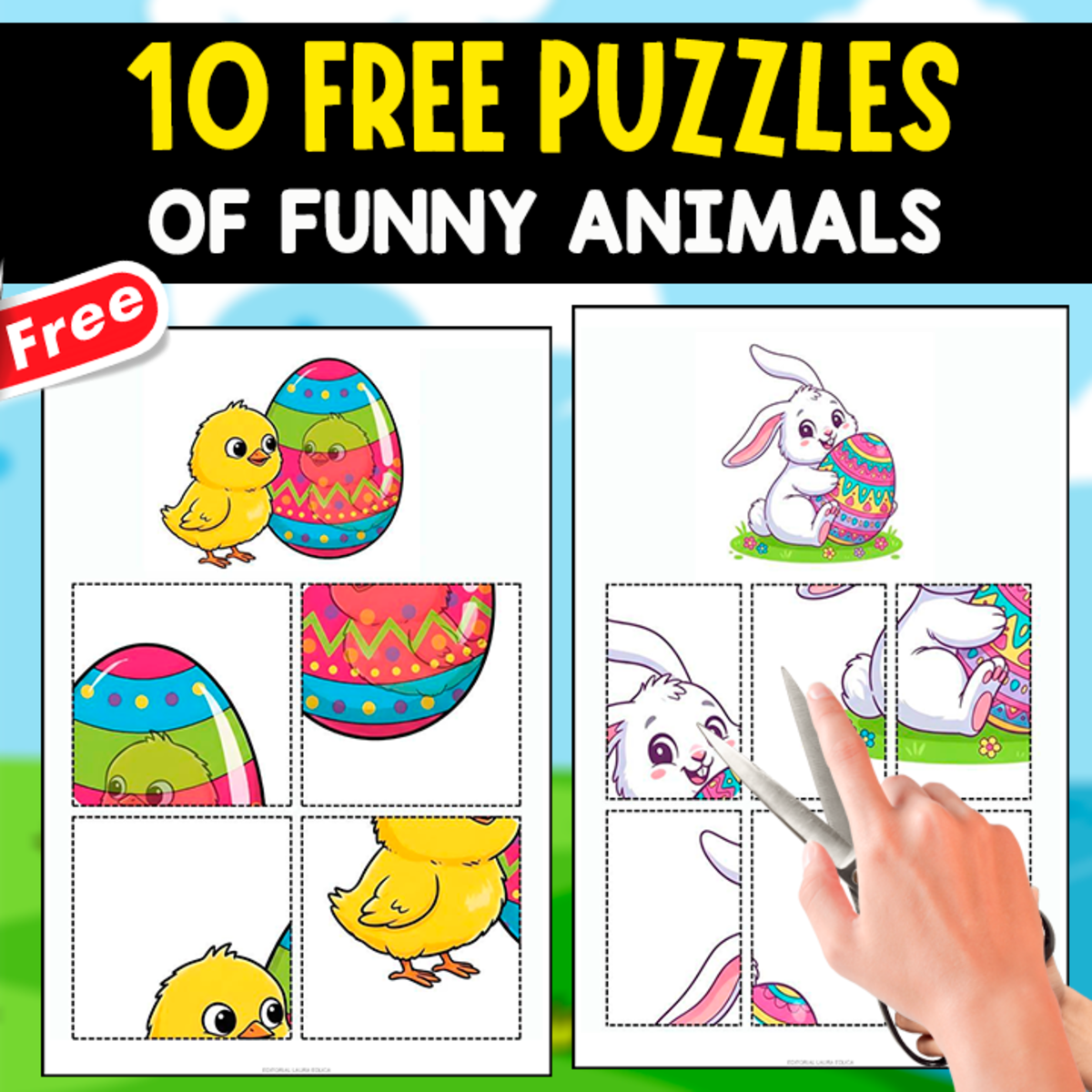 An educational teaching resource from EDITORIAL LAURA EDUCA entitled 10 FREE PUZZLES OF THE ANIMALS | FOR KIDS downloadable at Teach Simple.