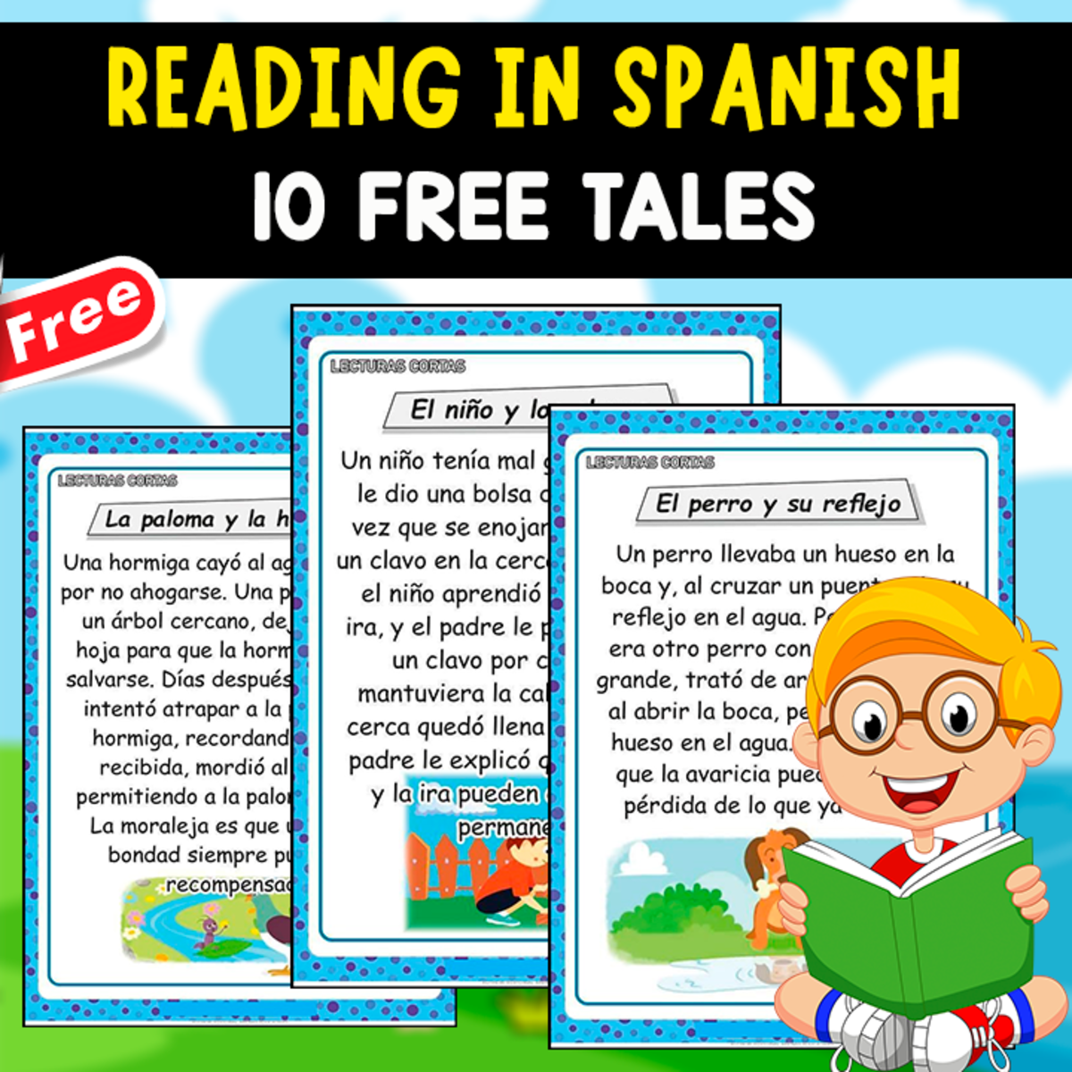 An educational teaching resource from EDITORIAL LAURA EDUCA entitled 10 FREE SPANISH TALES | READING IN SPANISH downloadable at Teach Simple.