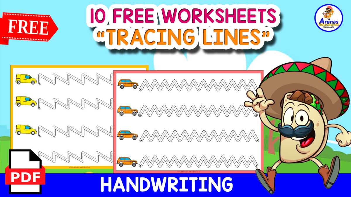 An educational teaching resource from EDITORIAL LAURA EDUCA entitled 10 FREE TRACING LINES WORKSHEETS | Cars Themed for KG downloadable at Teach Simple.