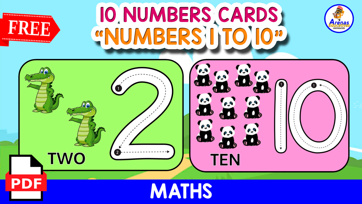 An educational teaching resource from EDITORIAL LAURA EDUCA entitled 10 NUMBERS FLASHCARDS | ANIMAL THEMED downloadable at Teach Simple.