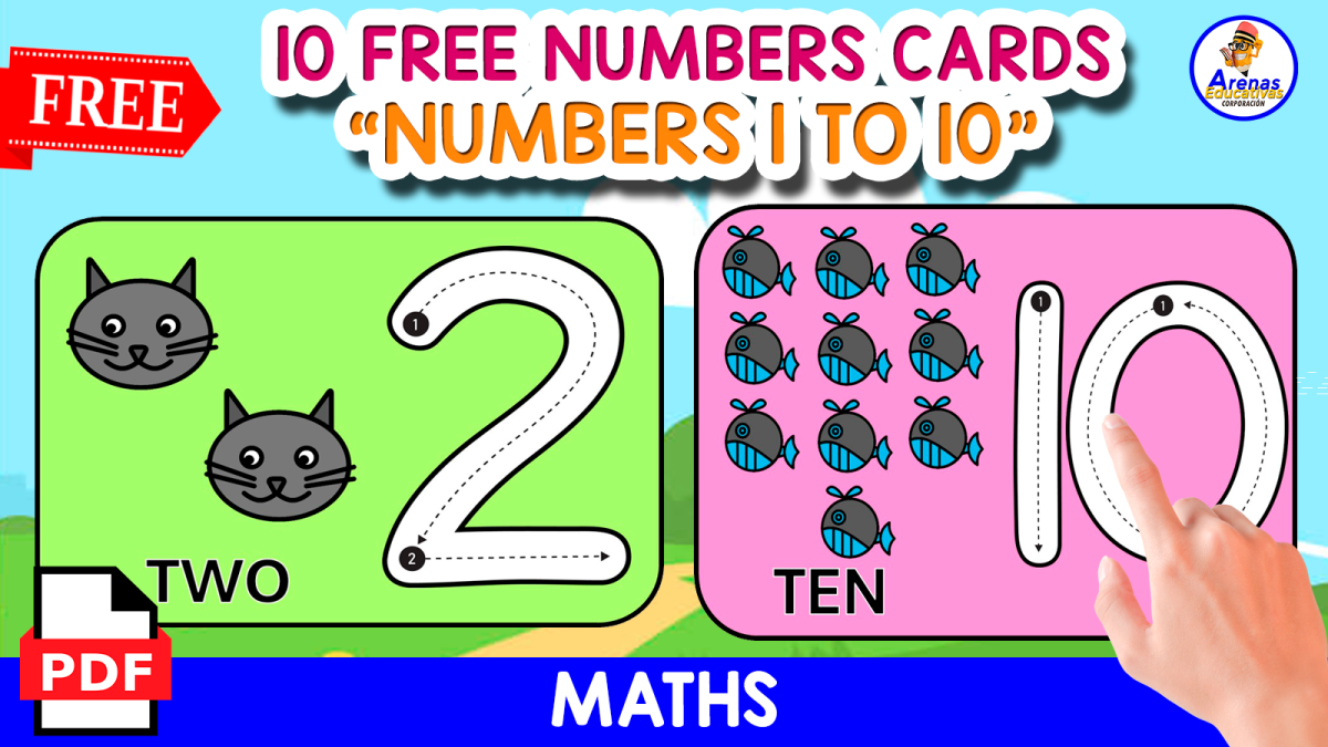 An educational teaching resource from EDITORIAL LAURA EDUCA entitled 10 NUMBERS FLASHCARDS | NUMBERS 1 TO 10 WITH ANIMALS downloadable at Teach Simple.