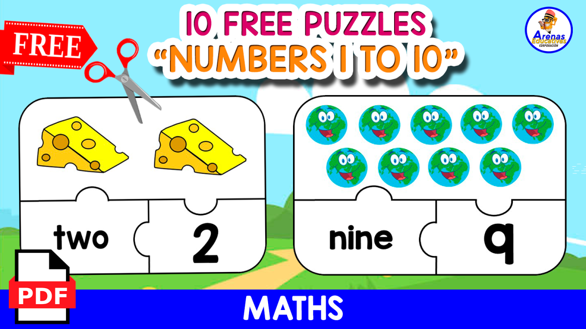 An educational teaching resource from EDITORIAL LAURA EDUCA entitled 10 PUZZLE NUMBERS 1 TO 10 | OBJECTS downloadable at Teach Simple.