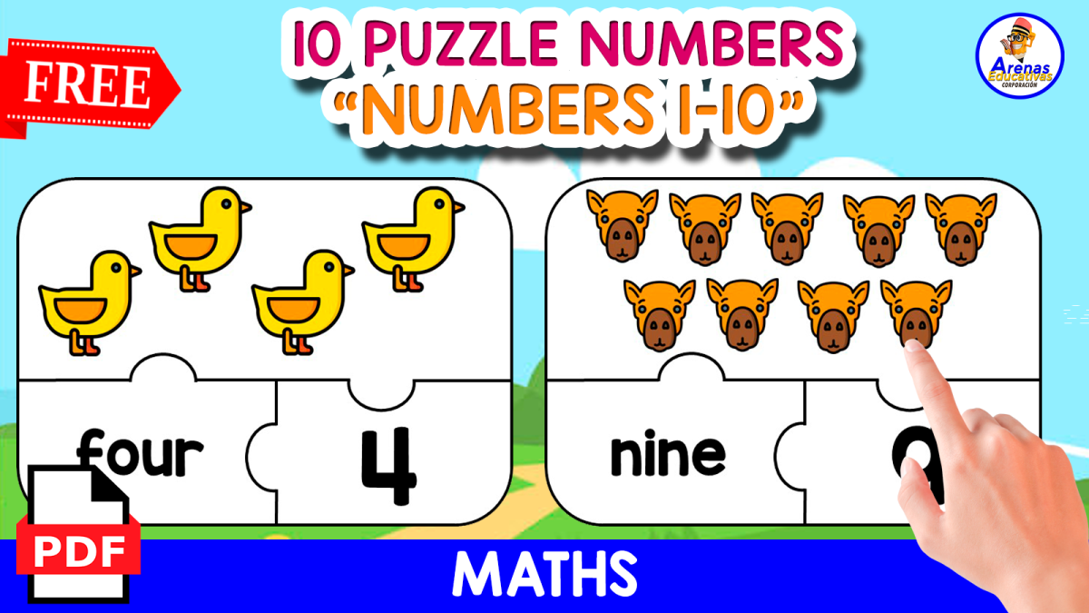An educational teaching resource from EDITORIAL LAURA EDUCA entitled 10 PUZZLES OF NUMBERS 1 TO 10 | WITH ANIMALS downloadable at Teach Simple.