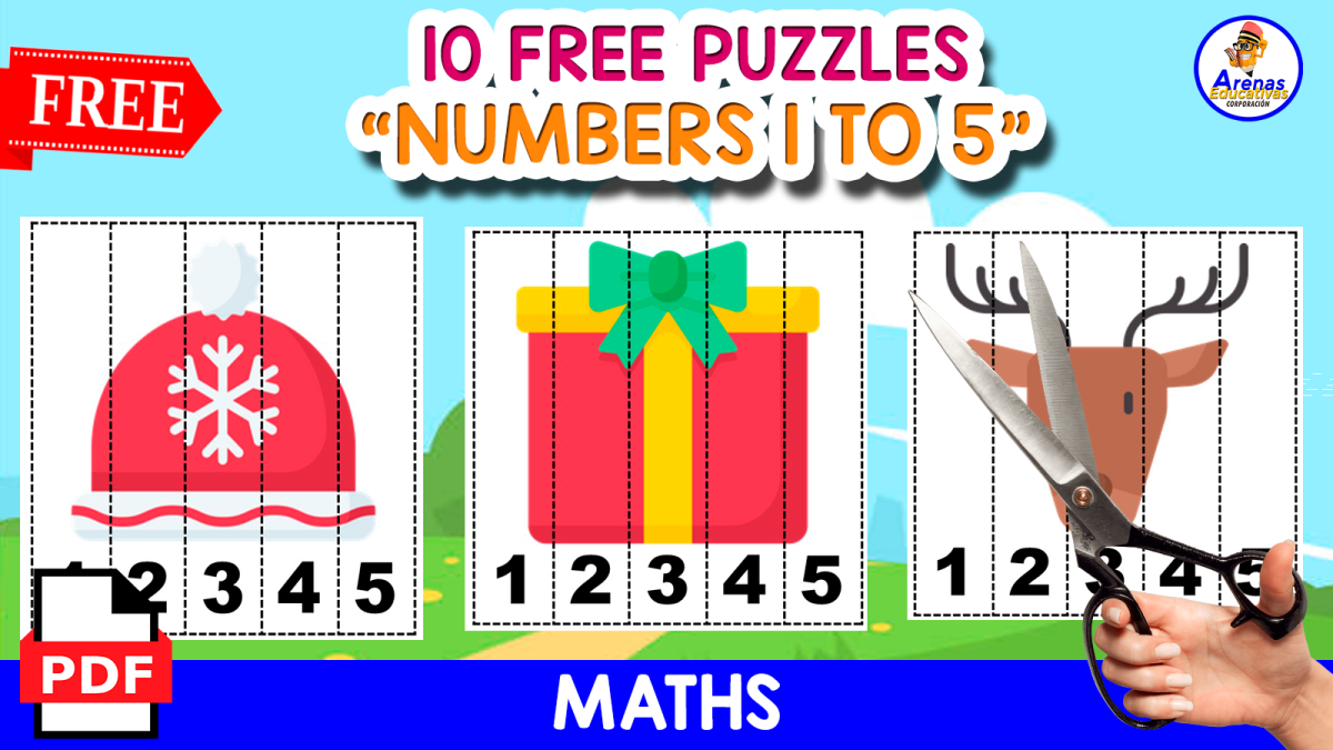 An educational teaching resource from EDITORIAL LAURA EDUCA entitled 10 PUZZLES OF NUMBERS 1 TO 5 | CHRISTMAS THEMED downloadable at Teach Simple.