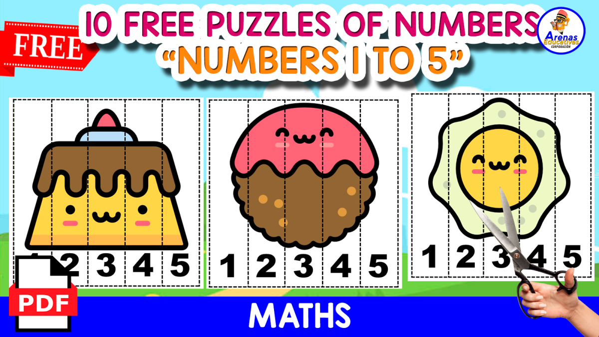 An educational teaching resource from EDITORIAL LAURA EDUCA entitled 10 PUZZLES OF NUMBERS | FOOD THEMED downloadable at Teach Simple.