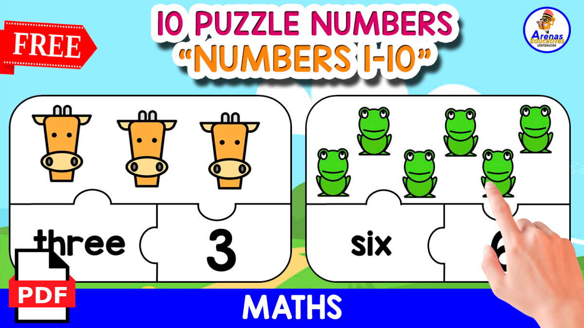 An educational teaching resource from EDITORIAL LAURA EDUCA entitled 10 PUZZLES OF NUMBERS | MADE WITH ANIMALS ICONS downloadable at Teach Simple.