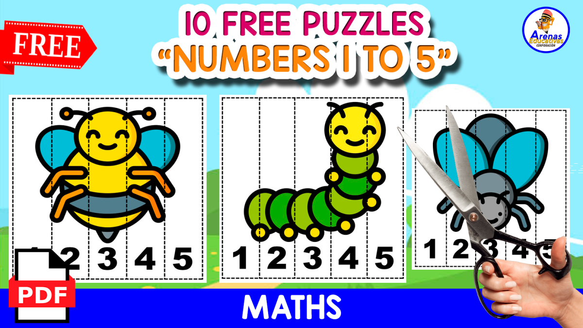 An educational teaching resource from EDITORIAL LAURA EDUCA entitled 10 PUZZLES OF THE INSECTS | LEARNING NUMBERS 1 TO 10 downloadable at Teach Simple.