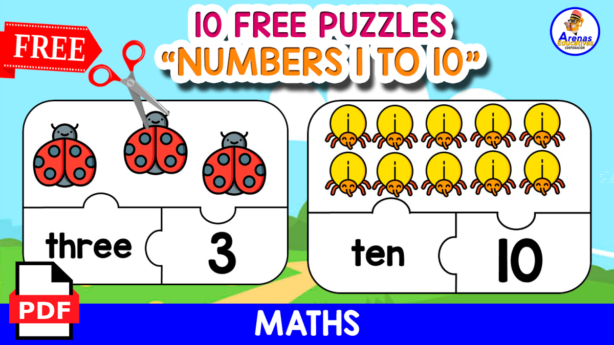 An educational teaching resource from EDITORIAL LAURA EDUCA entitled 10 PUZZLES OF THE NUMBERS 1 TO 10 | INSECTS ICONS downloadable at Teach Simple.