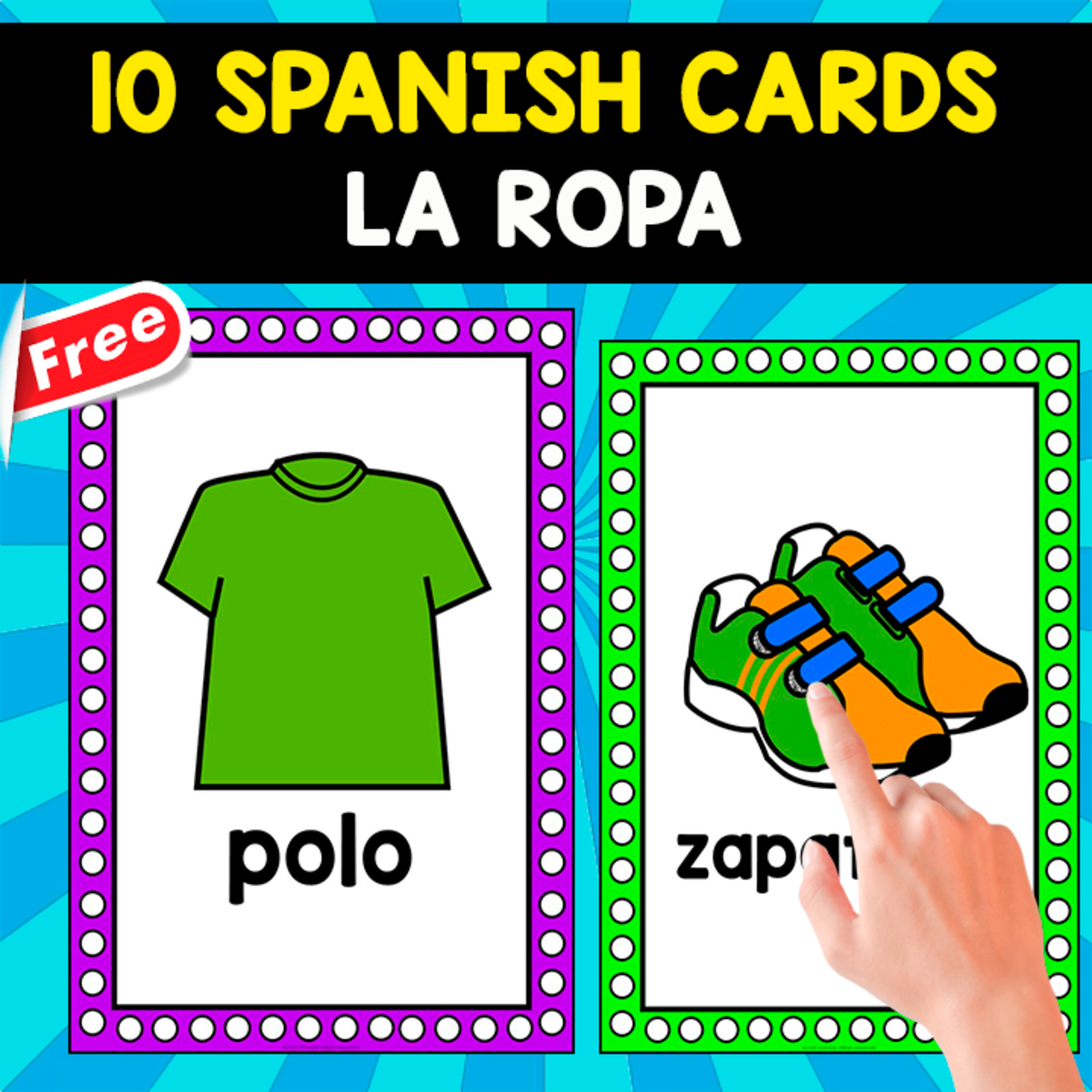 An educational teaching resource from EDITORIAL LAURA EDUCA entitled 10 SPANISH FLASHCARDS | LA ROPA downloadable at Teach Simple.