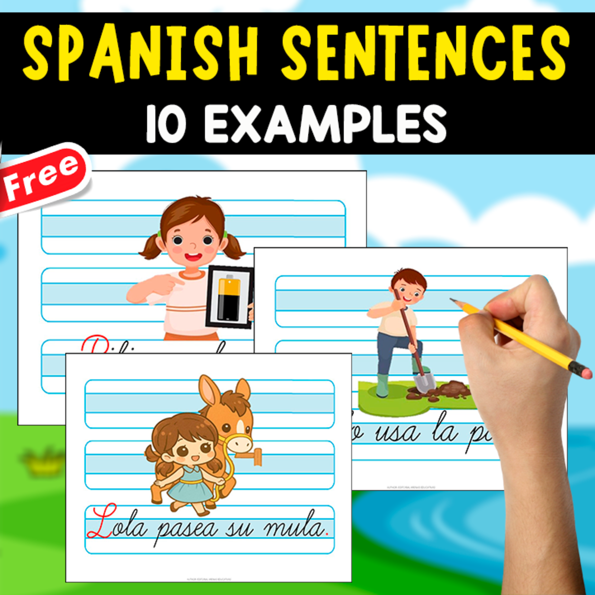 An educational teaching resource from EDITORIAL LAURA EDUCA entitled 10 SPANISH SENTENCES | EXAMPLES downloadable at Teach Simple.
