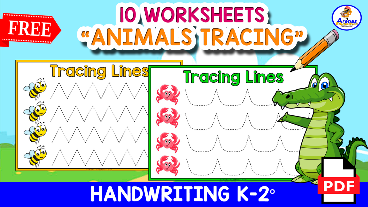 An educational teaching resource from EDITORIAL LAURA EDUCA entitled 10 TRACING LINES WORKSHEETS | Animals Theme downloadable at Teach Simple.