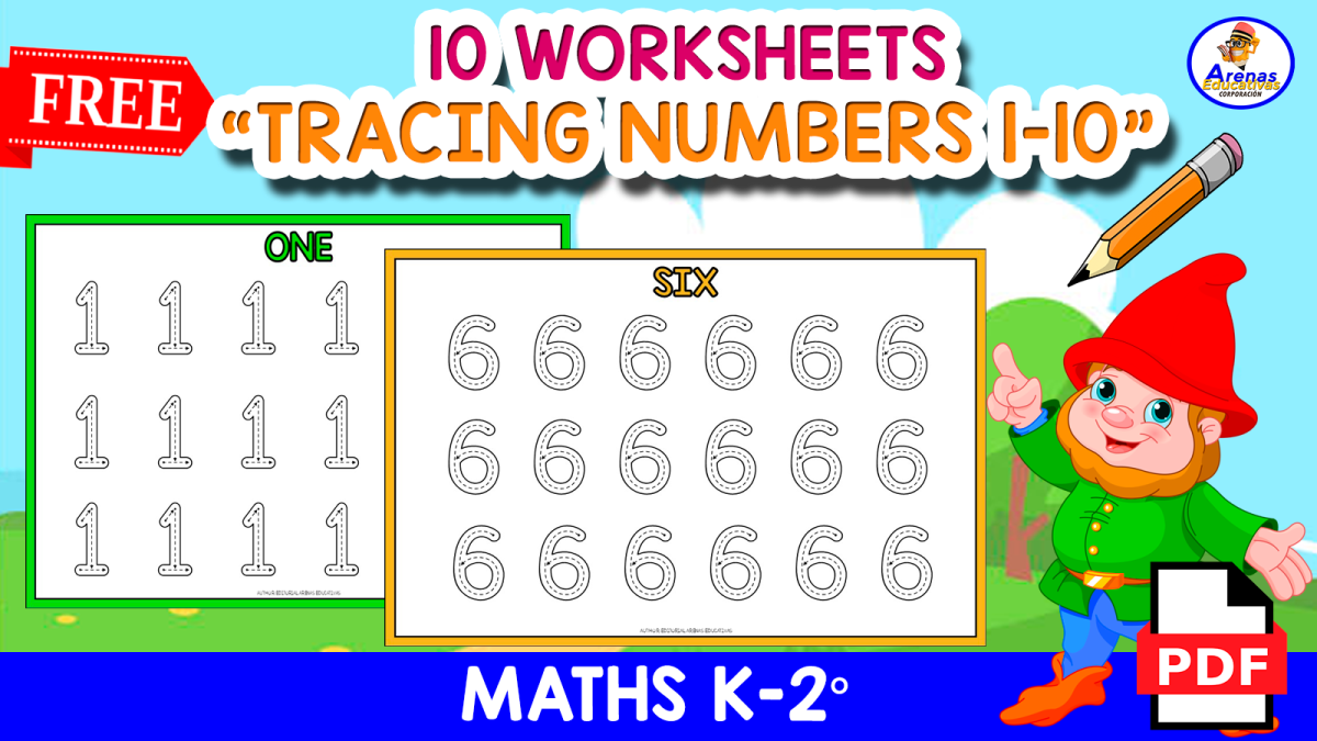 An educational teaching resource from EDITORIAL LAURA EDUCA entitled 10 TRACING NUMBERS WORKSHEETS | Numbers 1 to 10 downloadable at Teach Simple.