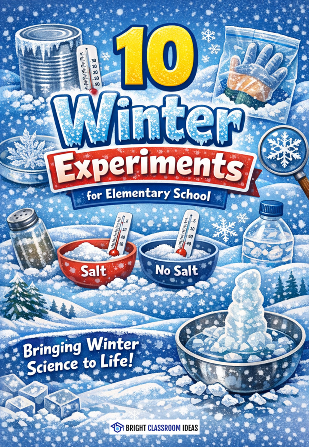 An educational teaching resource from Bright Classroom Ideas Marketplace entitled 10 Winter Science Experiments for Elementary Students downloadable at Teach Simple.