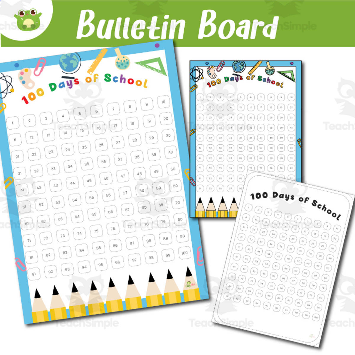 An educational teaching resource from EasyHop entitled 100 Days of School Chart | 3-Page Printable | Back to School Doodles downloadable at Teach Simple.