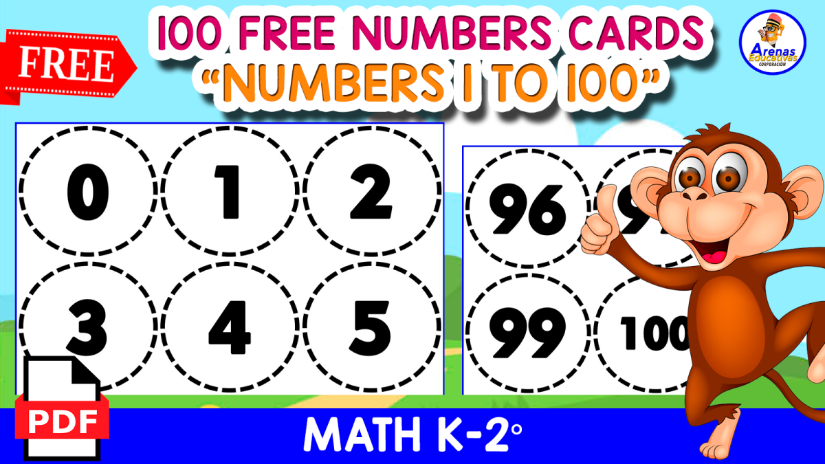 An educational teaching resource from EDITORIAL LAURA EDUCA entitled 100 FREE BLACK AND WHITE FLASHCARDS | Numbers 1 to 100 downloadable at Teach Simple.