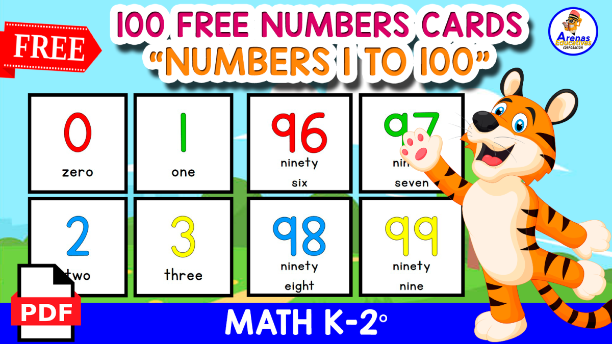 An educational teaching resource from EDITORIAL LAURA EDUCA entitled 100 FREE NUMBERS FLASHCARDS | Symbol + Name downloadable at Teach Simple.