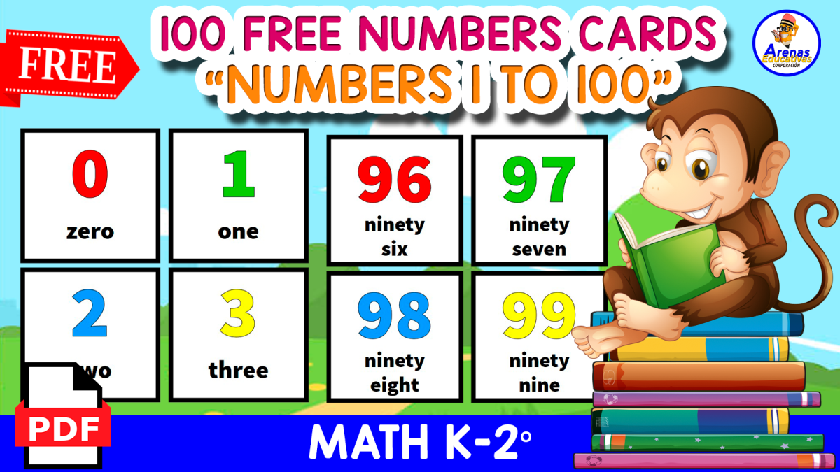An educational teaching resource from EDITORIAL LAURA EDUCA entitled 100 NUMBERS FLASHCARDS | Number + Name downloadable at Teach Simple.