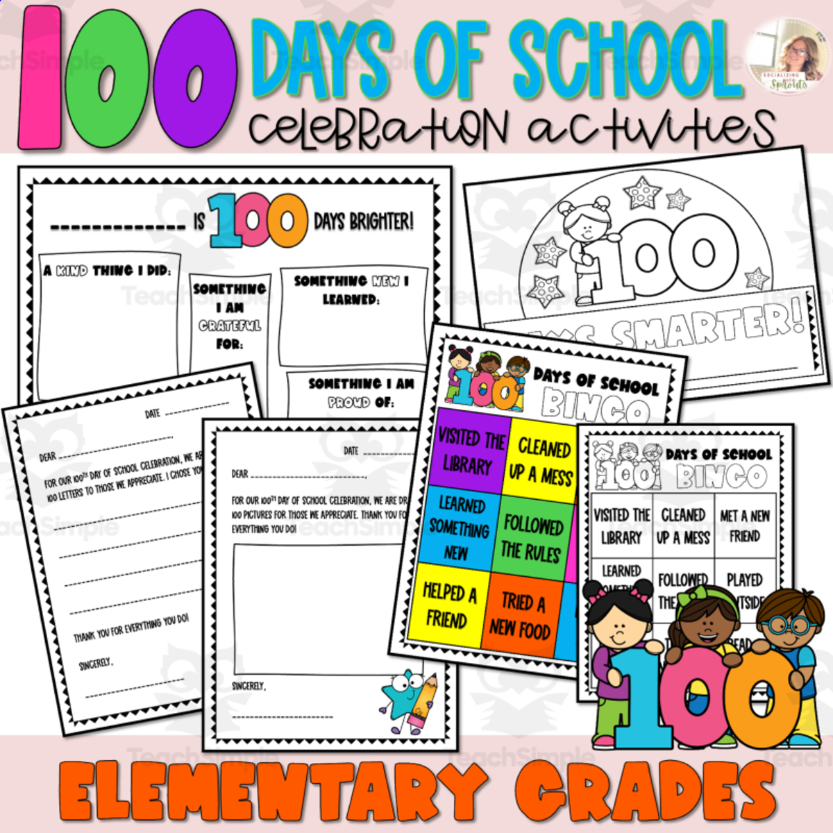 An educational teaching resource from Socializing with Sprouts entitled 100th Day of School Celebration Activities | 100 Days of School | 100 Days Celebration downloadable at Teach Simple.