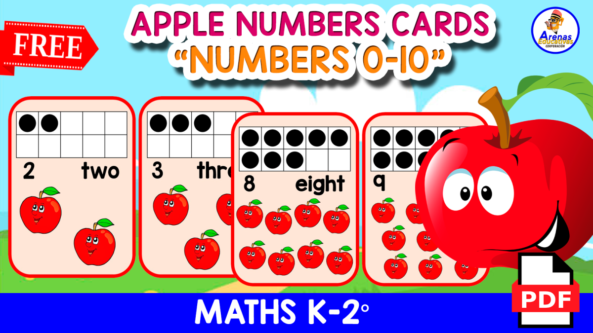 An educational teaching resource from EDITORIAL LAURA EDUCA entitled 11 FREE CARDS OF THE NUMBERS | Apple Theme 0 to 10 downloadable at Teach Simple.