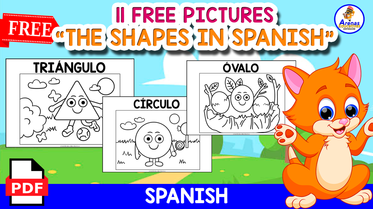 An educational teaching resource from EDITORIAL LAURA EDUCA entitled 11 SHAPES IN SPANISH | FOR COLORING downloadable at Teach Simple.