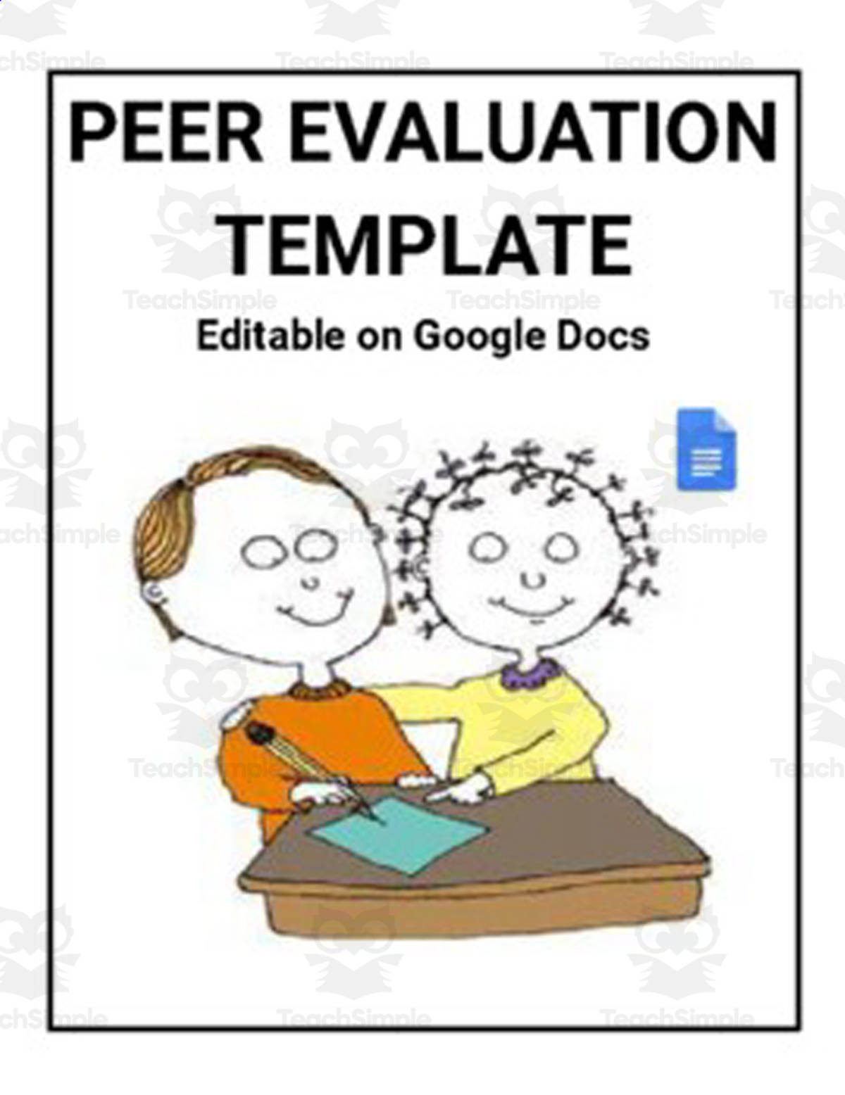 An educational teaching resource from Roombop entitled 12 Different Peer Evaluation Template (Editable Google Docs) downloadable at Teach Simple.