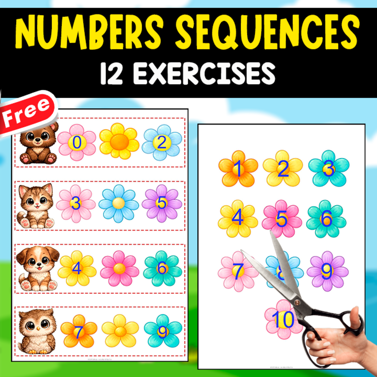 An educational teaching resource from EDITORIAL LAURA EDUCA entitled 12 EXERCISES OF NUMBER SEQUENCES | MATH RESOURCE downloadable at Teach Simple.